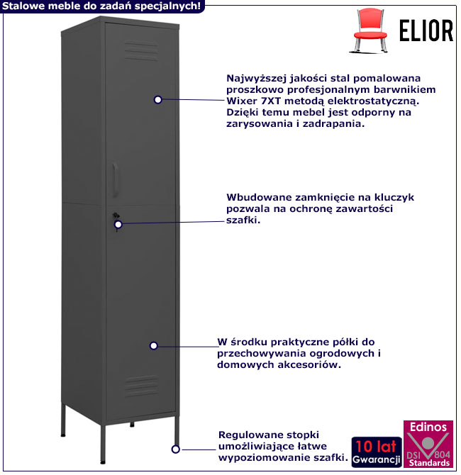 Infografika metalowej szafki na klucz antracyt Garu 6X