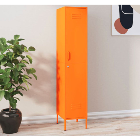 przykładowa aranżacja z zastosowaniem industrialnej stalowej szafy na klucz garu 6x w kolorze pomarańczowym