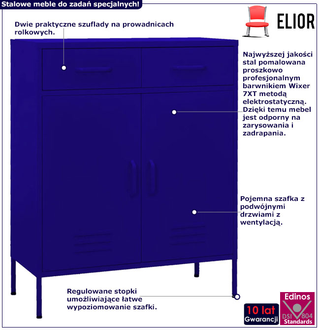 Infografika metalowej szafki ogrodowej granat Dova 3X