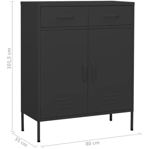 wymiary czarnej industrialnej szafki stalowej na nozkach do garazu garu 3x