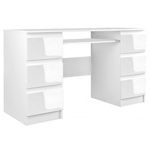 Zdjęcie produktu Lakierowane biurko dla ucznia Liner 3X - biały połysk.