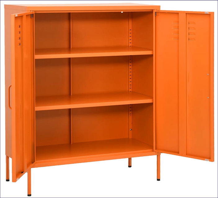 Pomarańczowa stalowa dwudrzwiowa szafka gospodarcza Garu 8X
