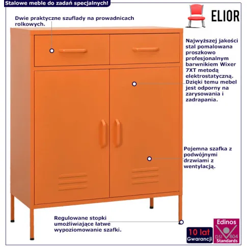 infografika stalowa szafka do garażu pomarańczowa garu 3x