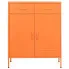 pomarańczowa stalowa szafka z 2 szufladami do garazu piwnicy garu 3x