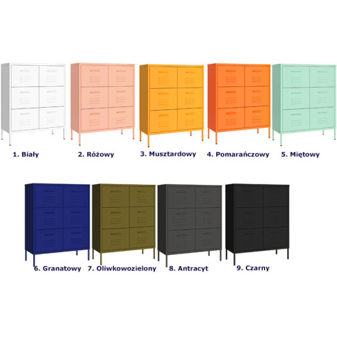 kolory stalowej szafki na garażu z 6 szufladami garu 5x