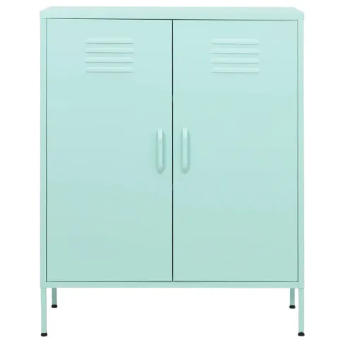 miętowa metalowa szafka zamykana na nóżkach gospodarcza garu 8x