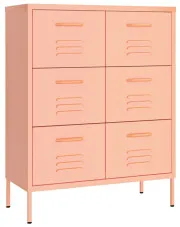 Różowa stalowa szafka gospodarcza z szufladami - Garu 5X