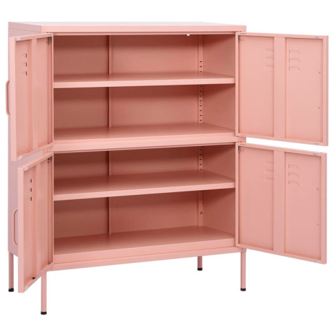 różowa stalowa szafka do garażu z półkami garu 4x