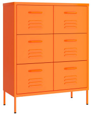 Pomarańczowa stalowa szafka z 6 szufladami - Garu 5X w sklepie Edinos.pl