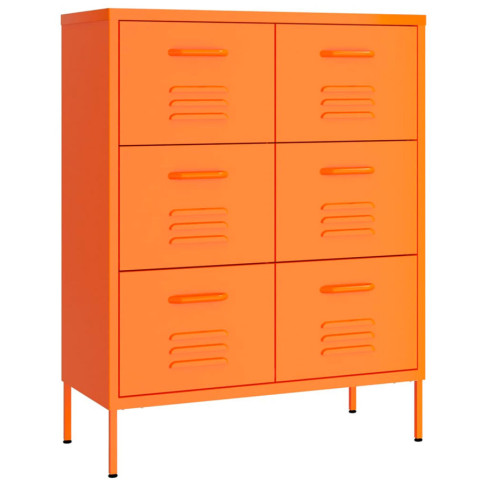pomarańczowa szafka ze stali 6 szuflad garu 5x