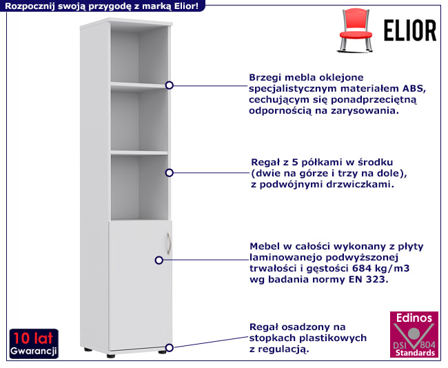 Regał biurowy Zanari kolor biały