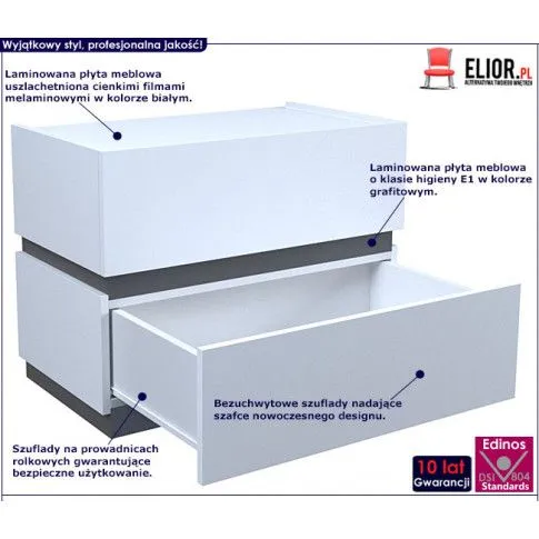 Fotografia Szafka nocna Olet 2X - biała + grafit z kategorii Szafki