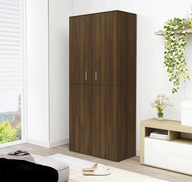 Wysoka skandynawska szafa na buty Marvo brązowy dąb