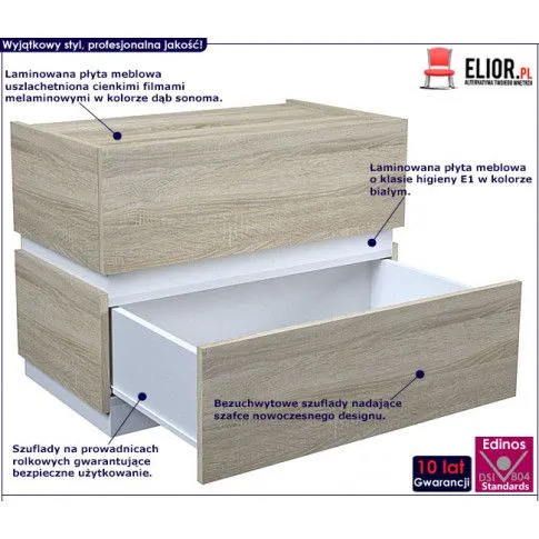 Fotografia Szafka nocna Olet 2X - dąb sonoma + biała z kategorii Szafki