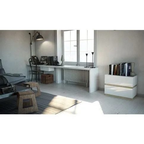 Szczegółowe zdjęcie nr 4 produktu Lakierowana szafka nocna Olet 3X - biała + dąb sonoma