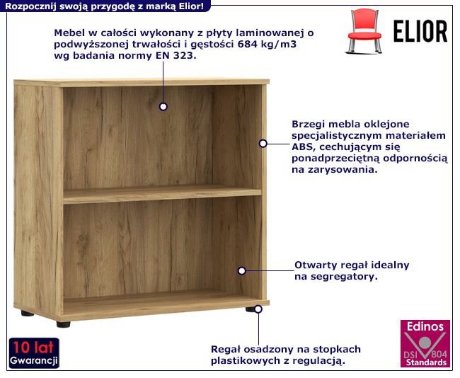 Regał biurowy Mavis kolor dąb craft