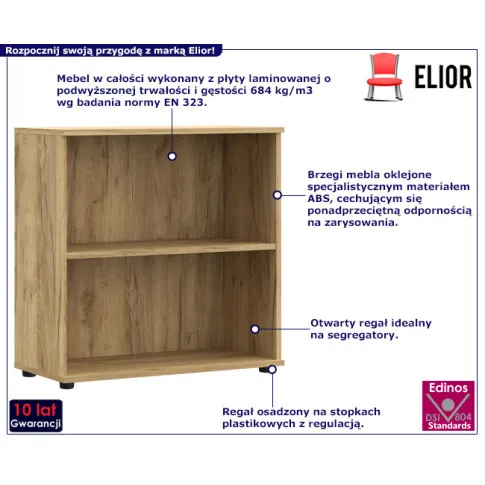 Otwarty regał biurowy Aroso kolor dąb craft