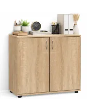 Skandynawska komoda biurowa z półkami dąb sonoma - Lufresi w sklepie Edinos.pl