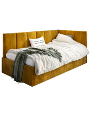 Tapicerowane łóżko młodzieżowe 120x200 - musztardowy - Barnet 5X