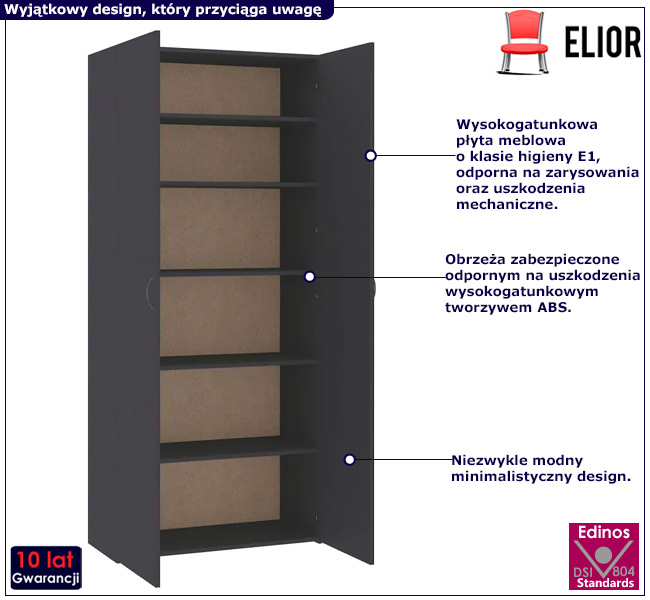 Szara wysoka szafa na buty Fiaxi