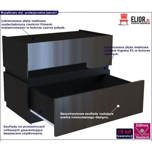 Fotografia Lakierowana szafka nocna Olet 3X - czarna z kategorii Szafki