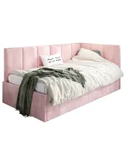 Różowa młodzieżowa sofa welurowa z pojemnikiem 120x200 - Barnet 5X