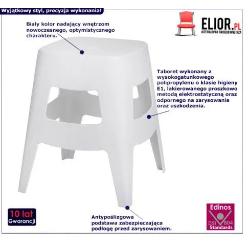 Fotografia Taboret Loreno - biały z kategorii Taborety