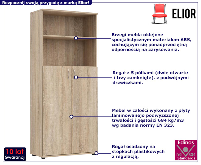 Regał biurowy Erox kolor dąb sonoma