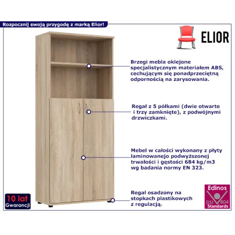 Regał na nóżkach Sortis dąb sonoma