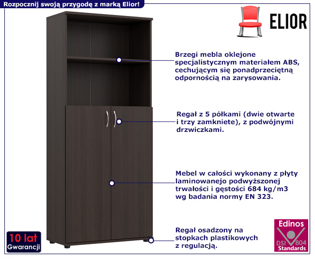 Regał biurowy Erox kolor wenge