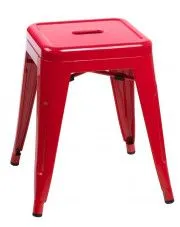 Czerwony metalowy taboret do kuchni kwadratowy loft - Mirel w sklepie Edinos.pl