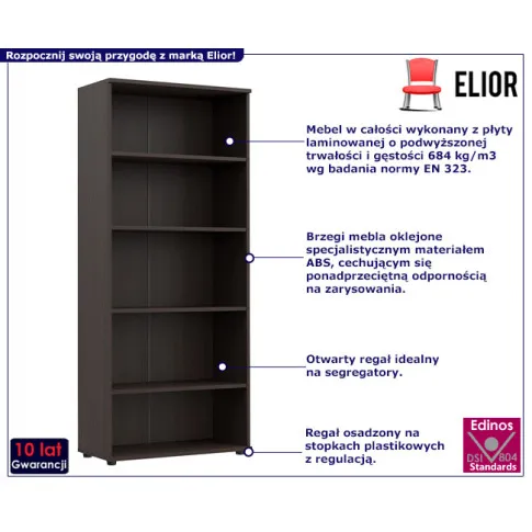 Wysoki regał biurowy Epiko kolor wenge