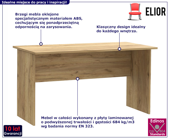 Minimalistyczne biurko do pracy Kriks kolor dąb craft