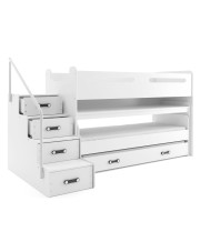 Białe piętrowe łóżko z wysuwanym biurkiem - Ilos w sklepie Edinos.pl