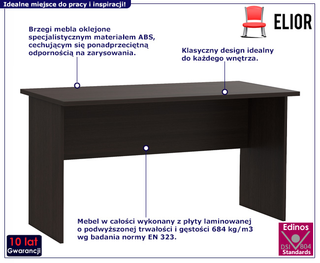 Minimalistyczne biurko do pracy Kriks kolor wenge