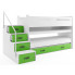 Biało-zielone 3-poziomowe łóżko z biurkiem - Ilos