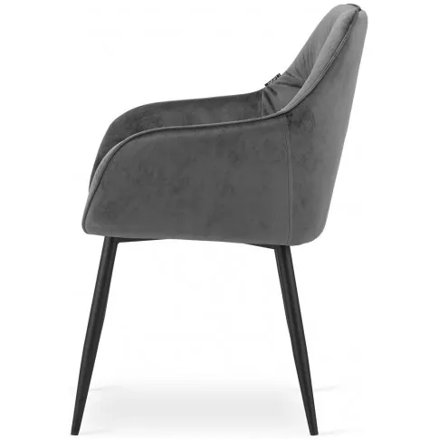 zestaw 2 sztuk welurowych szarych krzeseł tapicerowanych do salonu Antal