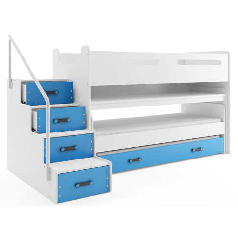 Niebieskie piętrowe łóżko z szufladą Ilos