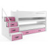 Biało-różowe łóżko dla dziewczynek z biurkiem - Ilos