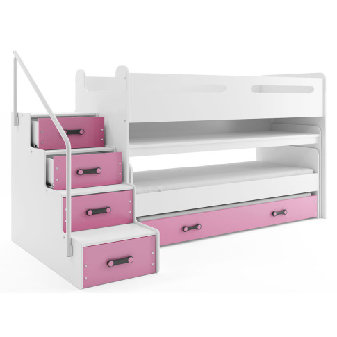 Różowe łóżko piętrowe z szuflada Ilos