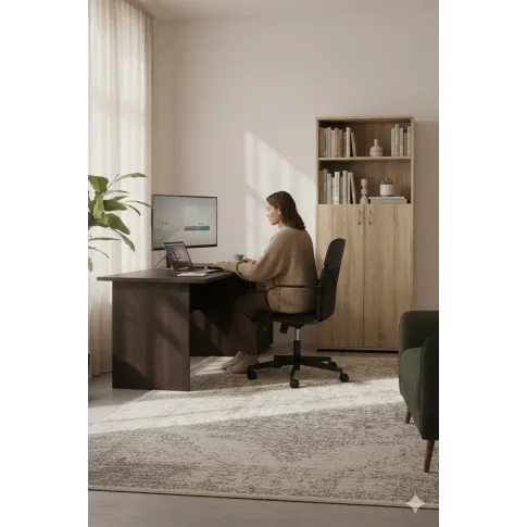 Klasyczne duże biurko narożne wenge   Nelora