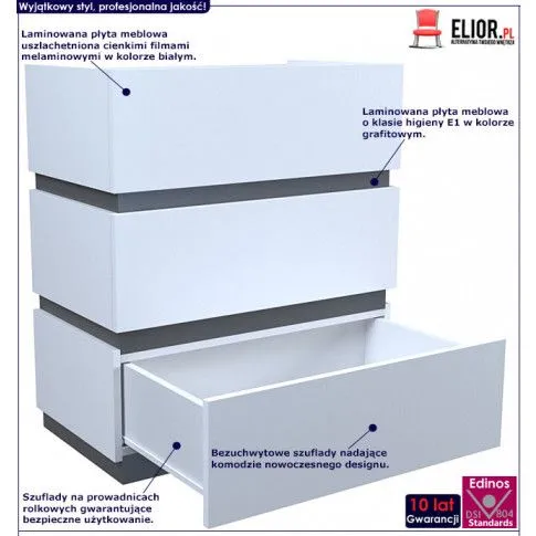 Fotografia Komoda Toviros 2X - biała + grafit z kategorii Komody