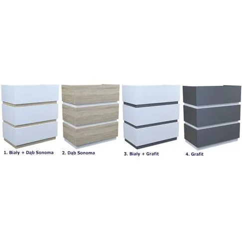 Szczegółowe zdjęcie nr 5 produktu Komoda Toviros 2X - biała + grafit