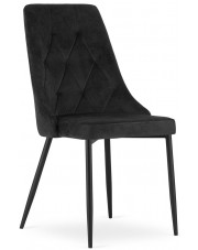 Czarne welurowe krzesło metalowe do stołu - Imre 3X w sklepie Edinos.pl