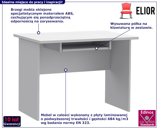 Minimalistyczne biurko Nedos kolor biały