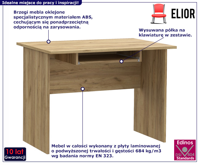 Minimalistyczne biurko Madris kolor dąb craft