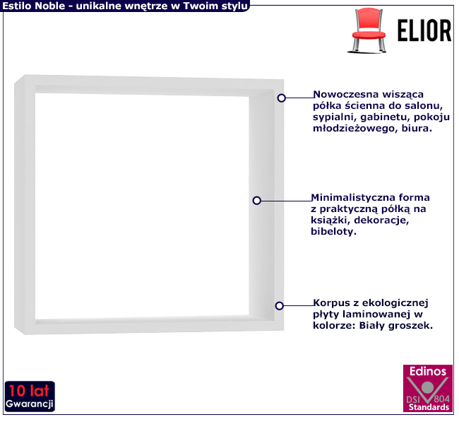 Póła ścienna biały groszek Estilo Noble 6X