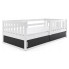 Białe drewniane łóżko dziecięce z barierkami - Apio