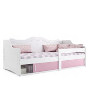 Biało-różowe łóżko dla dziewczynki ze schowkiem - Akro w sklepie Edinos.pl