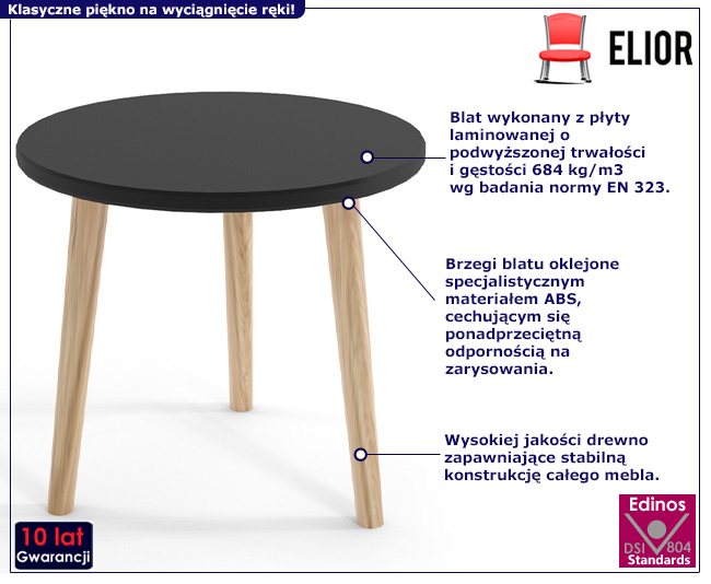 Okrągły stolik Valdo czarny blat